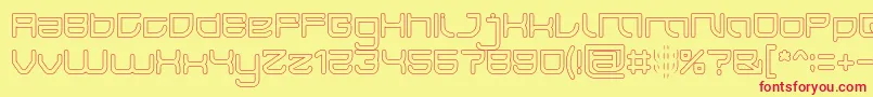 フォントJAPAN Hollow – 赤い文字の黄色い背景