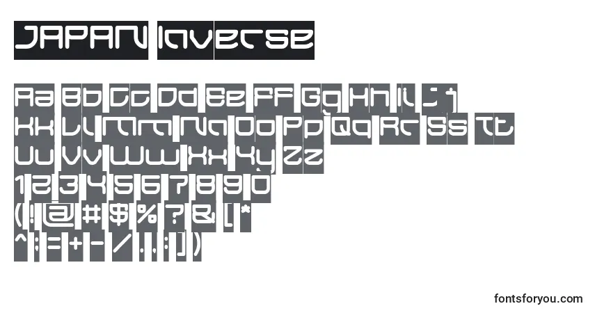 JAPAN Inverse-fontti – aakkoset, numerot, erikoismerkit
