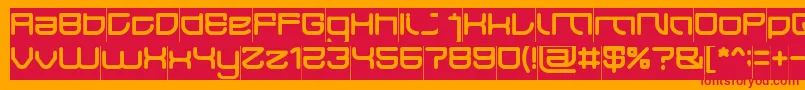 JAPAN Inverse-Schriftart – Rote Schriften auf orangefarbenem Hintergrund