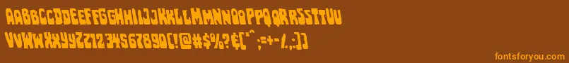Weitere Informationen zur Pocketmonsterleft-Schriftart Pocketmonsterleft-Schriftart – Orangefarbene Schriften auf braunem Hintergrund