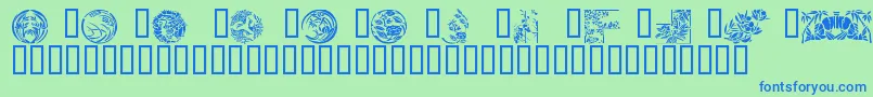 Japanese Designs Font – Blue Fonts on Green Background