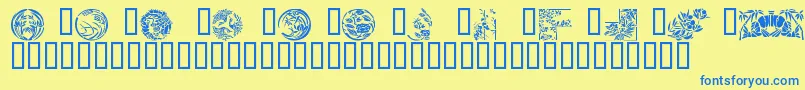 Japanese Designs Font – Blue Fonts on Yellow Background
