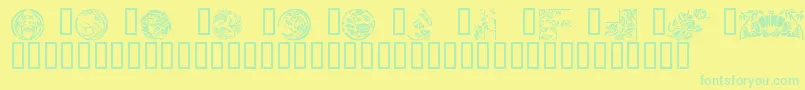 Japanese Designs Font – Green Fonts on Yellow Background