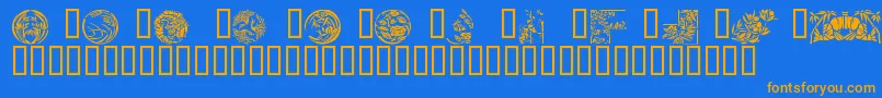 Japanese Designs Font – Orange Fonts on Blue Background