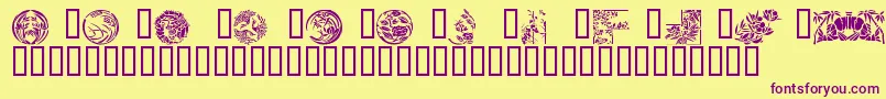 Japanese Designs Font – Purple Fonts on Yellow Background