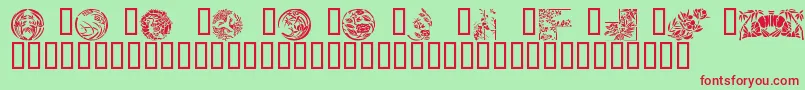 Japanese Designs-Schriftart – Rote Schriften auf grünem Hintergrund