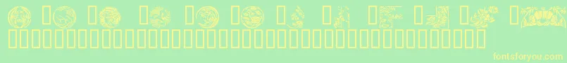 Więcej informacji o czcionce Japanese Designs Czcionka Japanese Designs – żółte czcionki na zielonym tle
