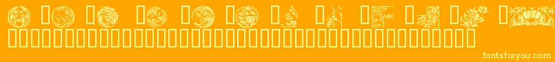 Japanese Designs Font – Yellow Fonts on Orange Background