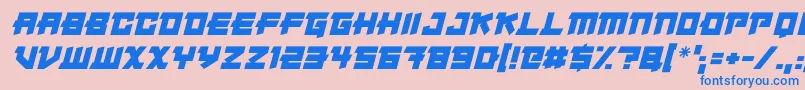 Japanese Robot Italic-Schriftart – Blaue Schriften auf rosa Hintergrund