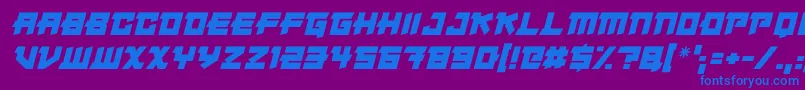 Japanese Robot Italic-Schriftart – Blaue Schriften auf violettem Hintergrund