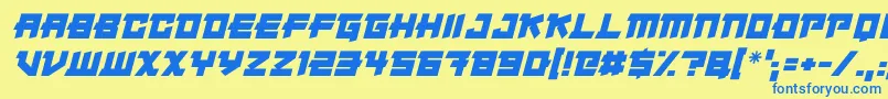 Japanese Robot Italic Font – Blue Fonts on Yellow Background