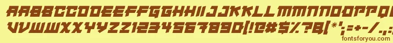 Japanese Robot Italic Font – Brown Fonts on Yellow Background