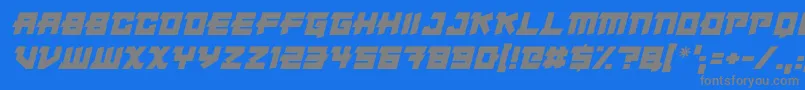 Japanese Robot Italic-fontti – harmaat kirjasimet sinisellä taustalla