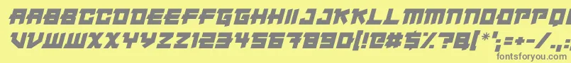 Fonte Japanese Robot Italic – fontes cinzas em um fundo amarelo