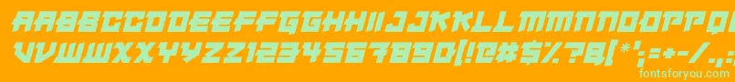 フォントJapanese Robot Italic – オレンジの背景に緑のフォント
