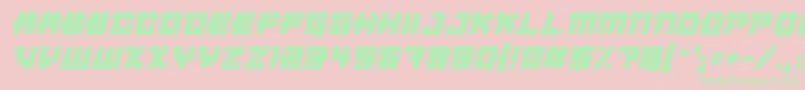 フォントJapanese Robot Italic – ピンクの背景に緑の文字