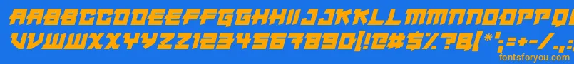 Japanese Robot Italic Font – Orange Fonts on Blue Background