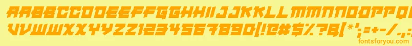 Fonte Japanese Robot Italic – fontes laranjas em um fundo amarelo