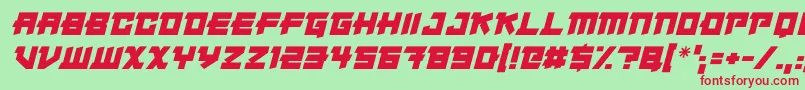 フォントJapanese Robot Italic – 赤い文字の緑の背景