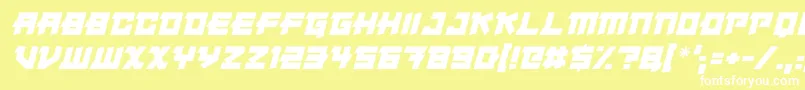 Fonte Japanese Robot Italic – fontes brancas em um fundo amarelo