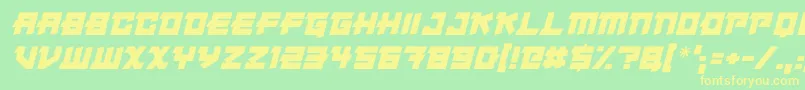 Japanese Robot Italic-Schriftart – Gelbe Schriften auf grünem Hintergrund