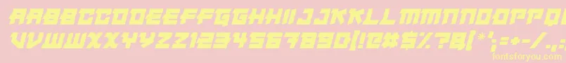 Japanese Robot Italic-Schriftart – Gelbe Schriften auf rosa Hintergrund