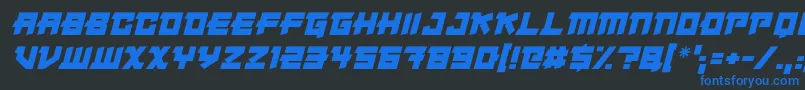 Czcionka Japanese Robot Italic – niebieskie czcionki na czarnym tle