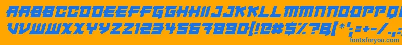Fonte Japanese Robot Italic – fontes azuis em um fundo laranja