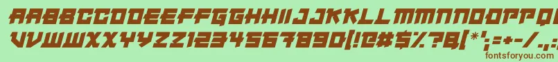 Japanese Robot Italic Font – Brown Fonts on Green Background