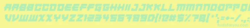 Japanese Robot Italic Font – Green Fonts on Yellow Background