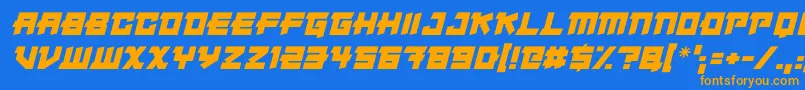 Japanese Robot Italic-Schriftart – Orangefarbene Schriften auf blauem Hintergrund