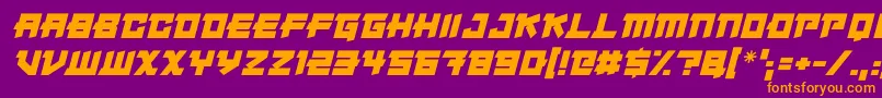 Japanese Robot Italic-fontti – oranssit fontit violetilla taustalla