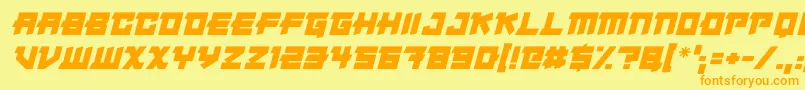 Japanese Robot Italic-Schriftart – Orangefarbene Schriften auf gelbem Hintergrund