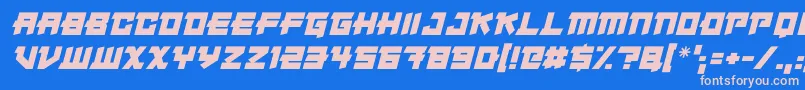 Japanese Robot Italic-fontti – vaaleanpunaiset fontit sinisellä taustalla