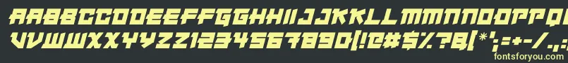 Fonte Japanese Robot Italic – fontes amarelas em um fundo preto