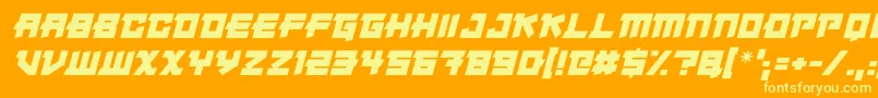 Japanese Robot Italic-fontti – keltaiset fontit oranssilla taustalla