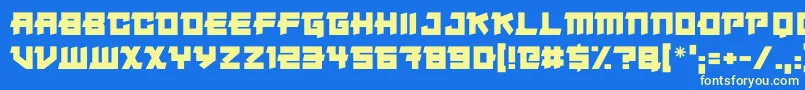 Japanese Robot Font – Yellow Fonts on Blue Background