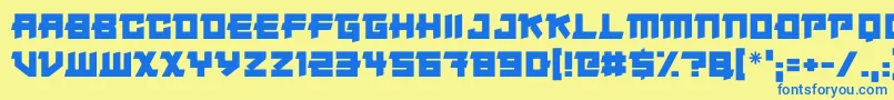 Japanese Robot Font – Blue Fonts on Yellow Background