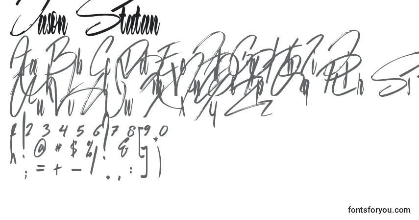 Czcionka Jason Statan – alfabet, cyfry, specjalne znaki
