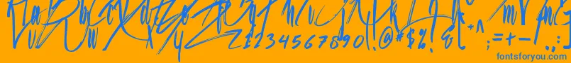 Jason Statan Font – Blue Fonts on Orange Background