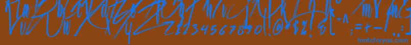 Jason Statan-Schriftart – Blaue Schriften auf braunem Hintergrund
