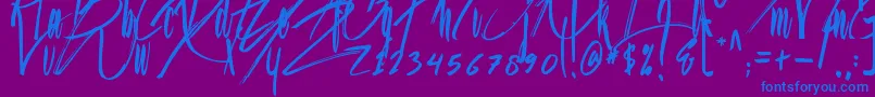Jason Statan-Schriftart – Blaue Schriften auf violettem Hintergrund