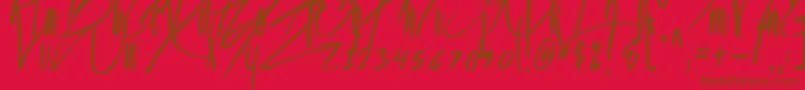 Fonte Jason Statan – fontes marrons em um fundo vermelho