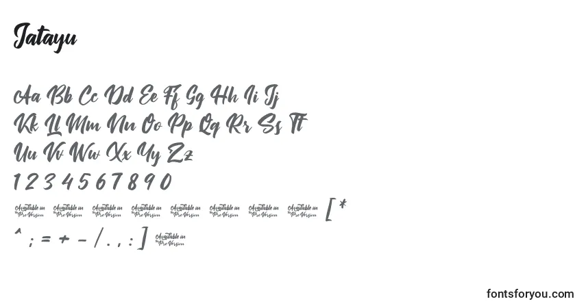 Czcionka Jatayu – alfabet, cyfry, specjalne znaki