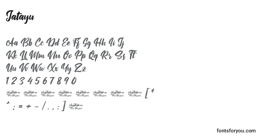 Czcionka Jatayu (130705) – alfabet, cyfry, specjalne znaki