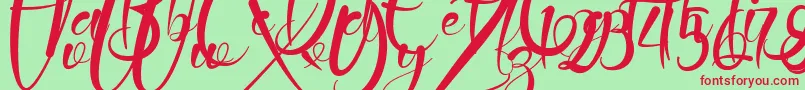 フォントJattestor Demo – 赤い文字の緑の背景