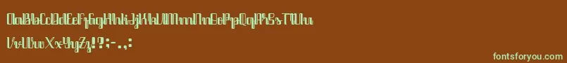 フォントJava Brush – 緑色の文字が茶色の背景にあります。