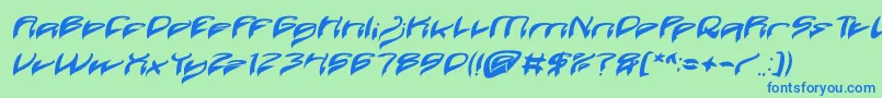 Java Island Bold Italic-Schriftart – Blaue Schriften auf grünem Hintergrund