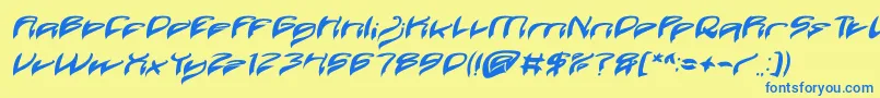 Czcionka Java Island Bold Italic – niebieskie czcionki na żółtym tle