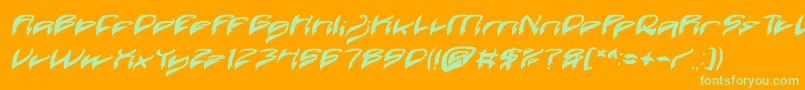 Java Island Bold Italic-Schriftart – Grüne Schriften auf orangefarbenem Hintergrund